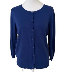 Susina Women Blue Button Front Cardigan Size M